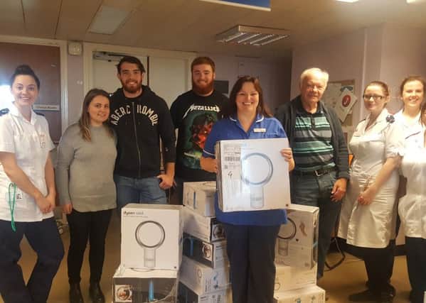 The donation of Dyson fans, worth Â£3,000, to Pilgrim Hospital.