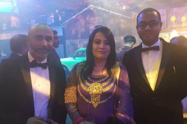 Shortlisted in the top 100 in the UK for the British Curry Awards. Agra restaurant in Sleaford. From left - Head Chef Enus Karim, awards presenter - Poroshmoni Bengali (a singer and TV presenter), and Agra managing director Rakim Karim. EMN-171128-151839001