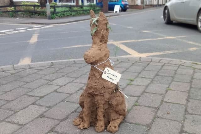 One of the mud hare sculptures in Sleaford. EMN-171130-140722001