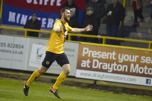 National League North Boston Utd v York City Jordan Keane equalises Picture: Sarah Washbourn/www.yellowbellyphotos.com