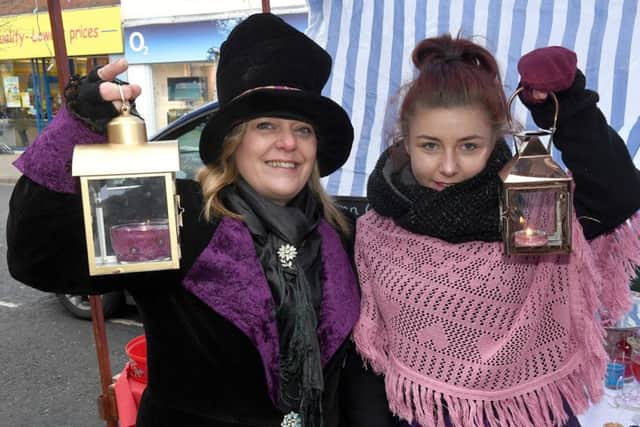Donna Robertson (left) and Natasha Parkin, of Moonyean Candles, at Skegness Christmas Market.