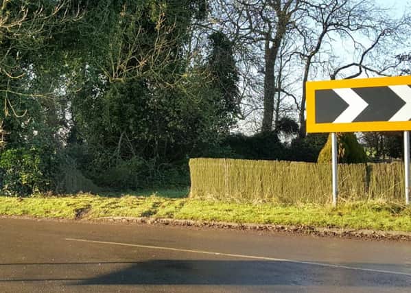 The bend on the A1028 between Gunby and Ulceby where a car is said to have ploughed through the fence into a garden. ANL-170712-165127001