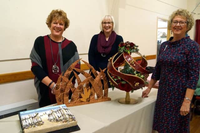 NAFAS award winners: Di Smith, Sarah Green and Cecile Povey with their winning exhibits. EMN-171212-101041001