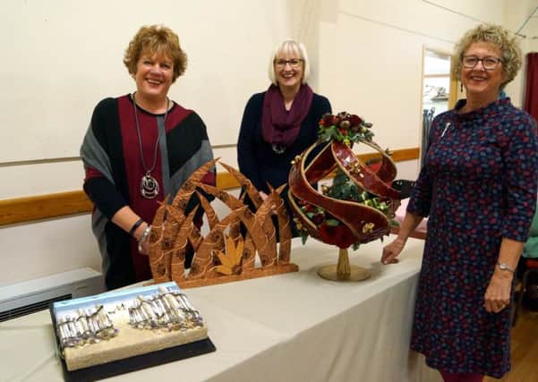 NAFAS award winners: Di Smith, Sarah Green and Cecile Povey with their winning exhibits. EMN-171212-101041001