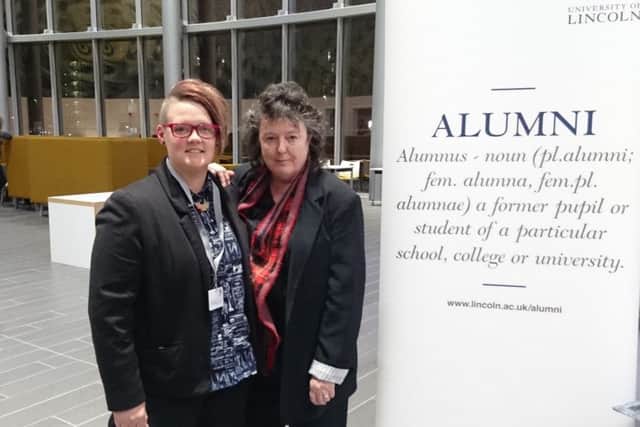 Banovallum teacher Gemma Lewis and Poet Laureate Carol Ann Duffy EMN-171212-131210001