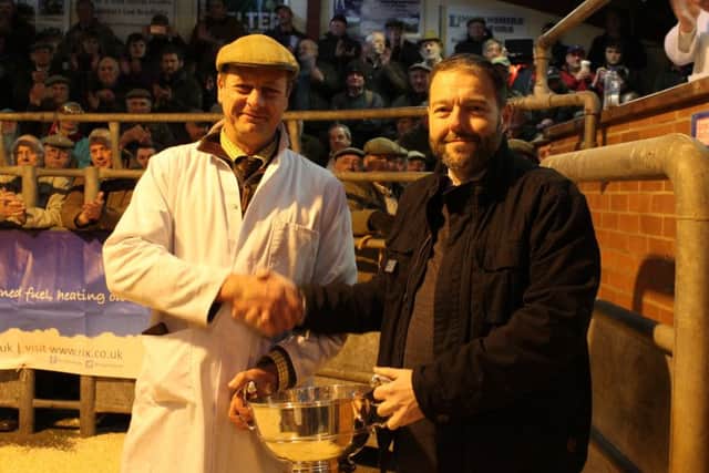 Haltered Champion Beast went to Clive Goulsbra (left) and the award was presented to him by Darren Franklin from Lloyds Bank.