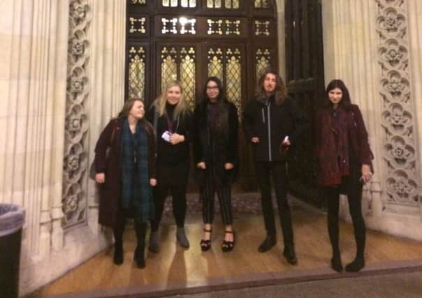 Ellie Mae Myles, Charlotte Marriott, Sarah Gadalla, Joshua Parkinson and Chloe Chuck about to enter the House of Lords EMN-171212-062831001