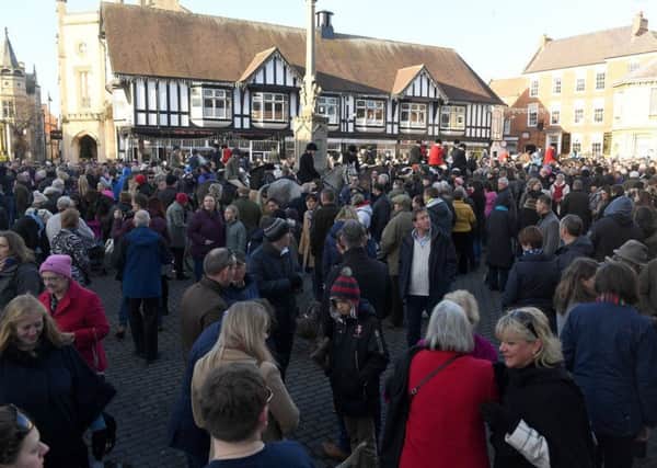 Last year's Blankney Hunt Boxing Day meet at Sleaford Market Place. EMN-171212-094211001