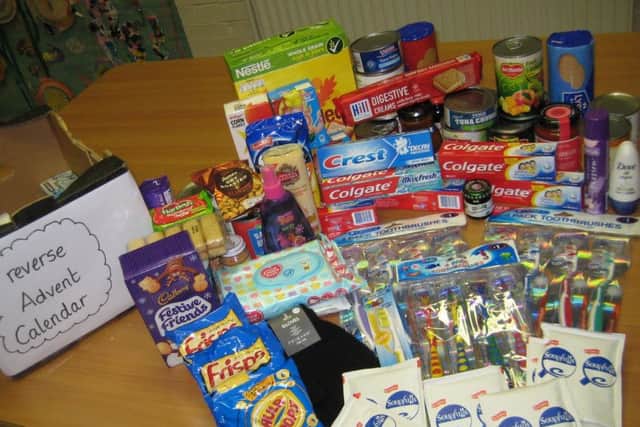 Some of the donated items in Frithville Primary School's reverse Advent calendar