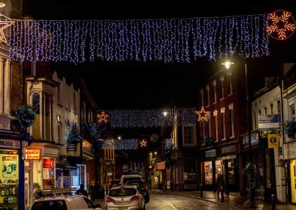 Horncastles High Street - all lit up for Christmas thanks to the town council and the Lions. Photo: John Aron