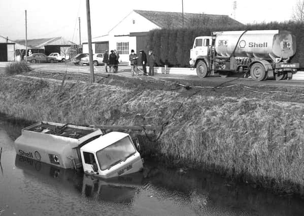 The tanker in the North Forty Foot Drain, near Boston, in 1982. EMN-171213-143017001