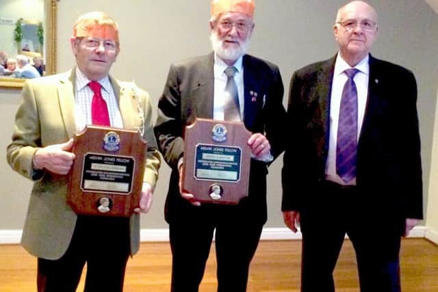 Alan Toon presented Melvyn Jones Fellowships to fellow Lions Peter Houldershaw and Derek Ashton EMN-171221-100844001