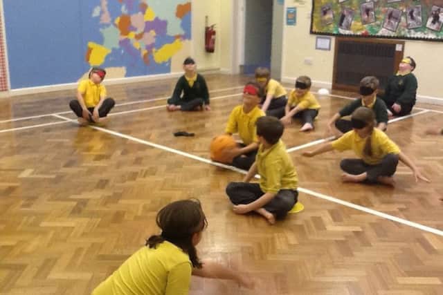 Children playing Goalball as part of the Diversity Day EMN-171217-215110001