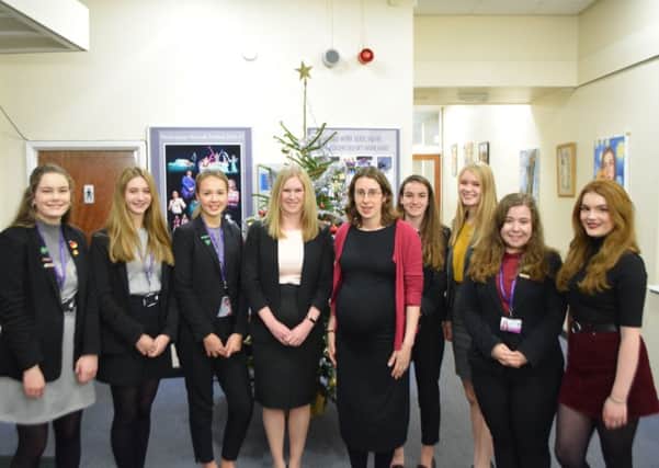 Pictured (from left) Harriet Kirsopp, Chloe McGill, Francesca Holmes, Jospehine Smith, Hannah West, Laura Bates, Phoebe Dales, Emily Nuttall and Lorna Swan.