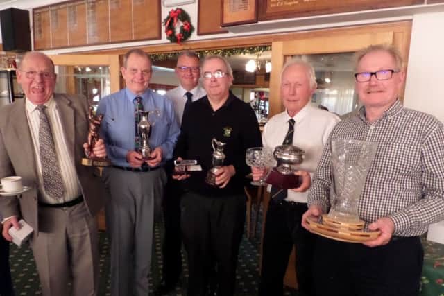 Seniors captain Jerry Buttery, with Christmas trophy winners Terry Hodgson, Neil Harrison and Peter Hallsworth, and sponsor Richard Walker EMN-171221-094554002