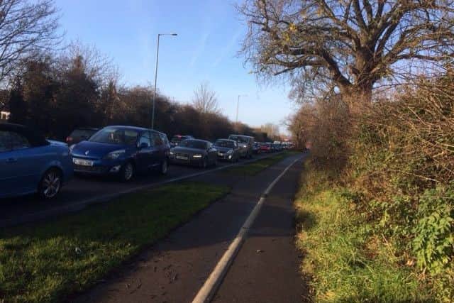 Traffic tailbacks photographed by John Charlesworth at Holdingham after the fire at lunch time today (Friday). EMN-171222-155022001