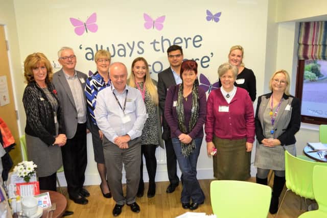 Lindsey Lodge Hospice Chief Executive Karen Griffiths (left) andFundraiser Andy Hirst (fourth from left), are pictured with Ongo Chief Executive Andy Orrey (second from left) and Director of Resources Erika Stoddart (third right) along with members of the Ongo Team. EMN-171222-214844001