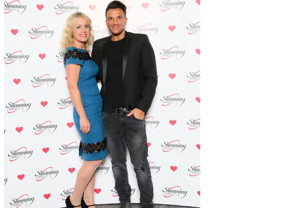 Slimming World Consultant Emma Scarborough meets singer and presenter Peter Andre. EMN-171227-143542001