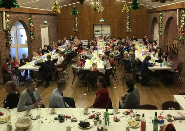 Children, staff and governors of Kirkby on Bain School enjoyed a full, traditional Christmas lunch of roast turkey and all the trimmings EMN-180201-161628001
