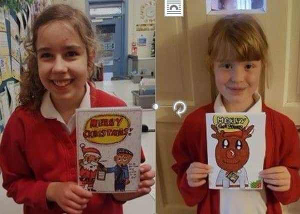 Christmas Cards sent out by police chiefs this year were designed by pupils from Carlton Road and Staniland Schools. Photo supplied EMN-171229-151549001
