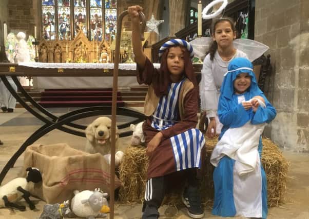 Kieran, Kayleigh and Annalise in the nativity scene.