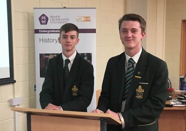 Skegness Grammar School students Finlay Chatterton-Smith and Bradley Walker who took part in the Historical Associations Great Debate. ANL-171229-115333001