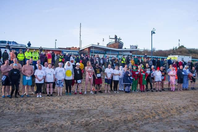Around 40 people ran into the North Sea on the Mablethorpe seafront during the 2018 Big Dip event. All photos: Trevor Bradford.
