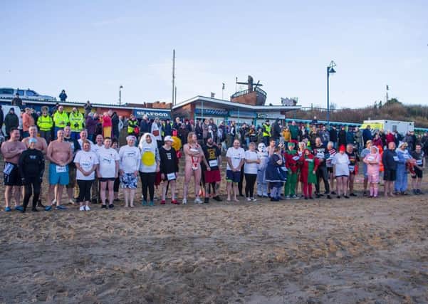 Around 40 people ran into the North Sea on the Mablethorpe seafront during the 2018 Big Dip event. All photos: Trevor Bradford.