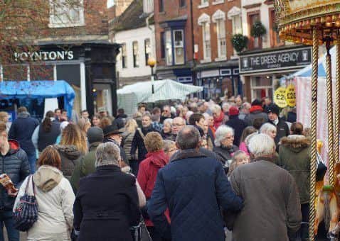 Crowds at Horncastle Christmas Market.