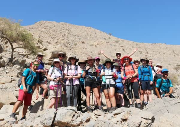 Amanda, in the white top and black shorts, with fellow fundraisers during the trek. Picture: CoppaFeel!