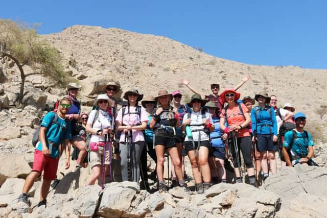 Amanda, in the white top and black shorts, with fellow fundraisers during the trek. Picture: CoppaFeel!