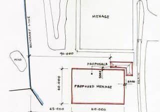 A site plan of the proposed cafeteria and menage area at the property. EMN-180501-110448001