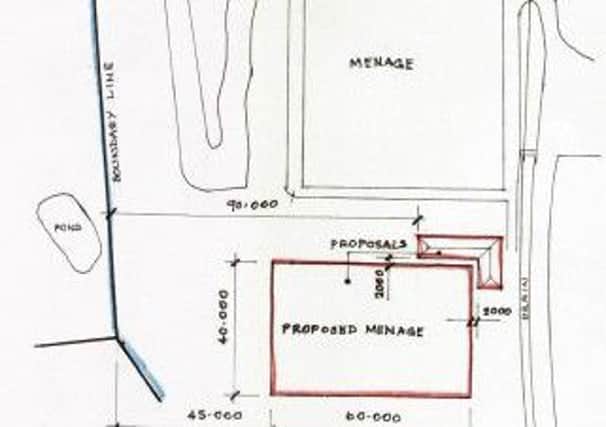 A site plan of the proposed cafeteria and menage area at the property. EMN-180501-110448001