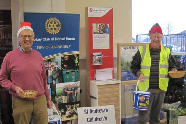 Rotarians David Herring and Joe Bowman collecting for Andys at Tesco in Market Rasen