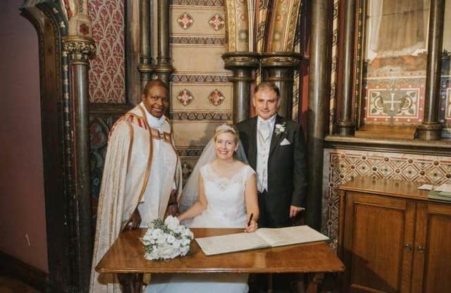Andrea Jenkyns and fellow MP Jack Lopresti on their wedding day.