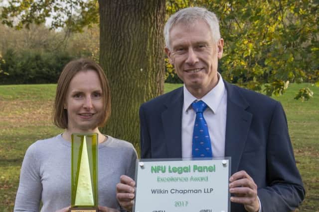 Wilkin Chapman Partner Andrew Holt and colleague Eloise Tuplin were delighted to receive the NFUs inaugural award for legal excellence. EMN-180501-141314001