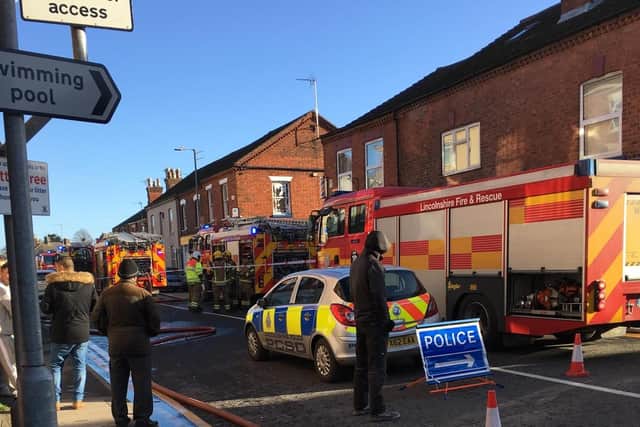 Emergency services at the scene of the fire: Credit: On Time Transport
