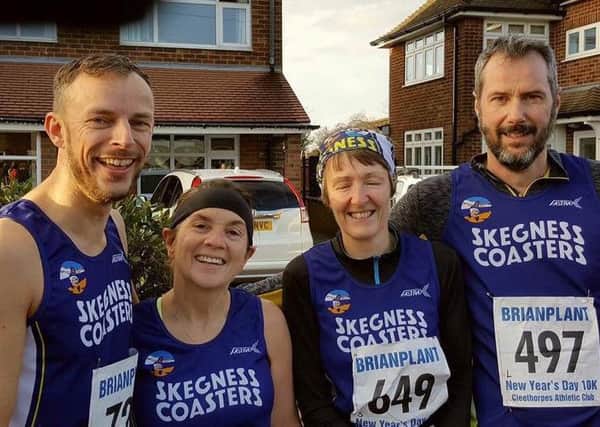Coasters David Young, Janet Harmston, Carole Tumber and Ben Peel before the Cleethorpes 10K.