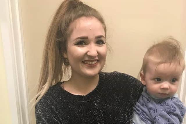 Rianna Glenville and five-month-old Elijha at the new maternity hub at the Parents and service providers at a new maternity hub at the Skegness Childrens Centre in Brunswick Drive, ANL-180801-122154001