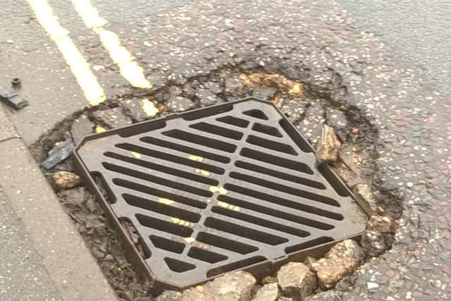 The damaged drain and gulley on Jubilee Way. Picture taken last month.