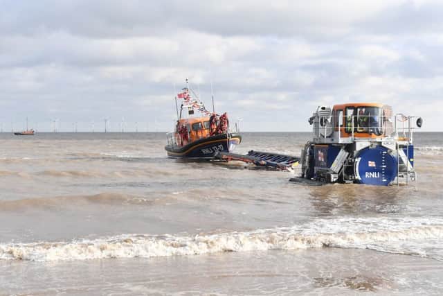New Skegness lifeboat arrives at Skegness. ANL-181201-153343001
