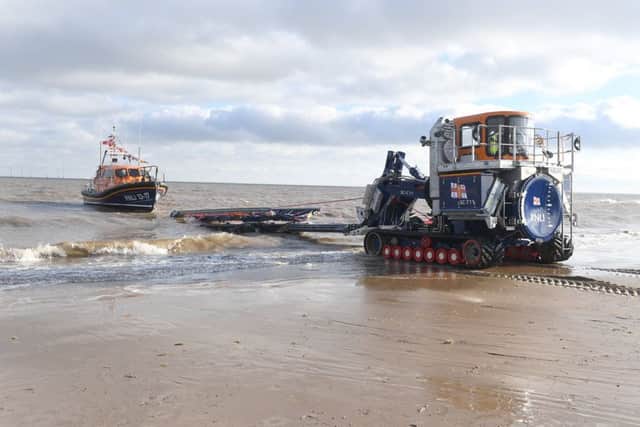 New Skegness lifeboat arrives at Skegness. ANL-181201-153400001