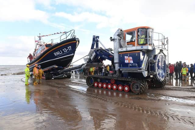 New Skegness lifeboat arrives at Skegness. ANL-181201-153423001
