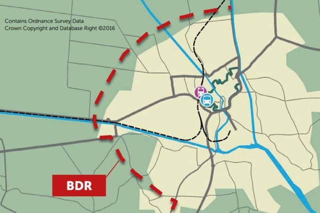 The plan for the Boston Distributor Road. ©Crown copyright 2017 Ordnance Survey. Media 020/17