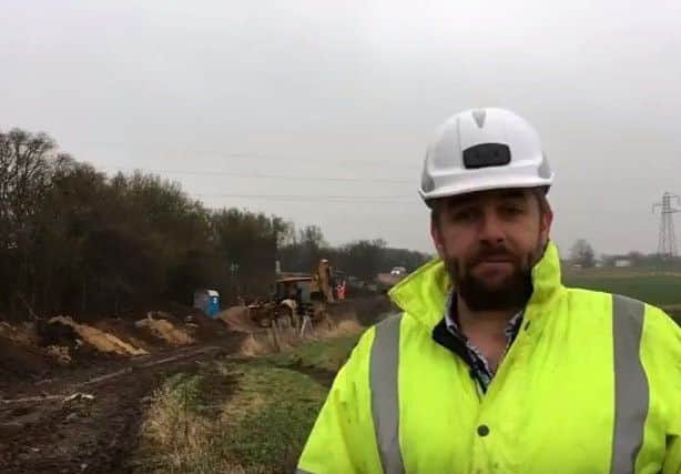 Coun Richard Davies on site at Sleaford bypass. EMN-180117-110929001