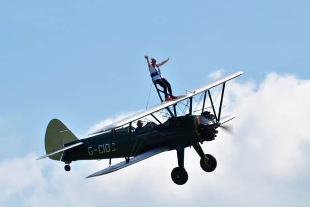 Lindsey Lodge Hospice Fundraiser Sharon Tune took part in her own fundraising Wing Walk for Lindsey Lodge Hospice in June 2017. EMN-180123-083503001