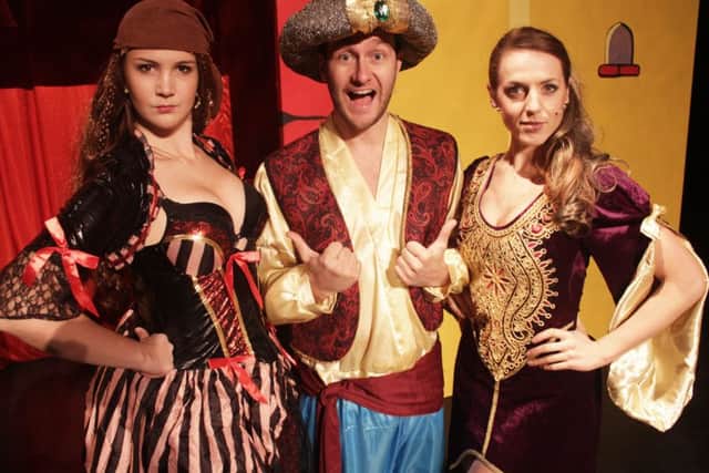 Beth Filler, Nick Hooton and Pippa Johnson in Sinbad the Seaman EMN-180123-154916001