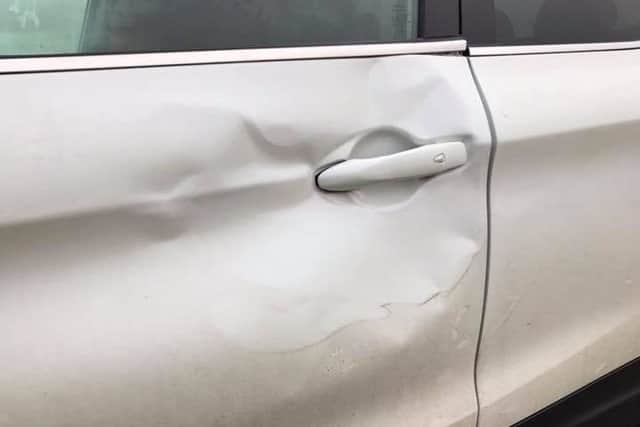 Some of the damage to the car.