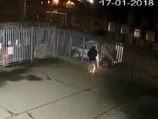Sparks fly as the intruder boldly cuts through the compound gates.