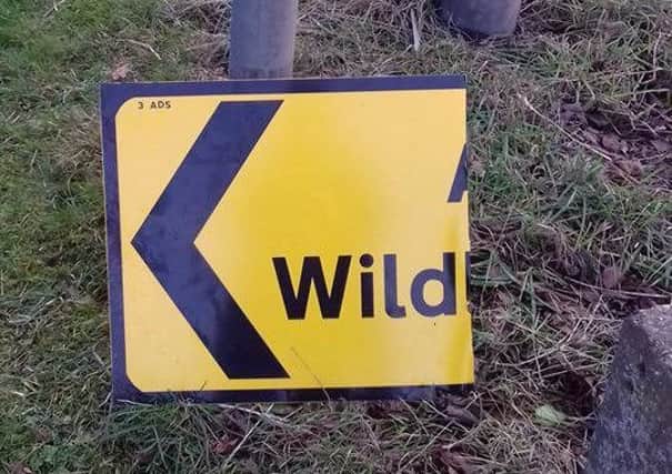 One of the Ark Wildlife Park signs which was damaged.